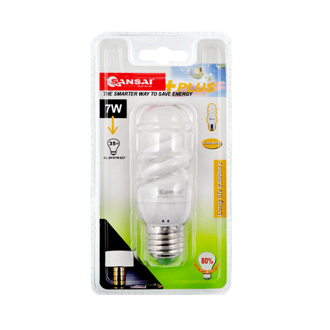 7W Warm White Spiral Energy Saving Globe GL-SP/07W-E27