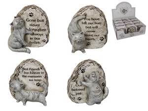 9CM CAT MEMORIAL PLAQUE 4 ASSTD IN DISPLAY. CATMEMPL