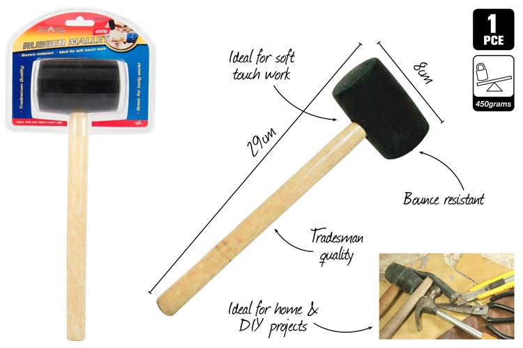 1pce Rubber Mallet w/WoodHand-450G/16oz 12093