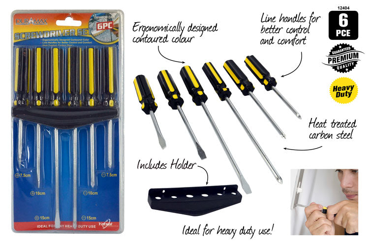 6pce Screwdriver Set Flat/Philips w/Rack 12404