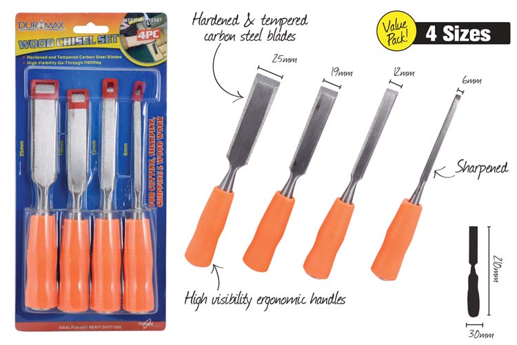 4pce Wood Chisel Set-6/12/19/25mm 12587