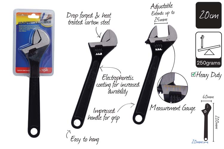1pce Adj Wrench-DropForged w/Measure20mm 12647