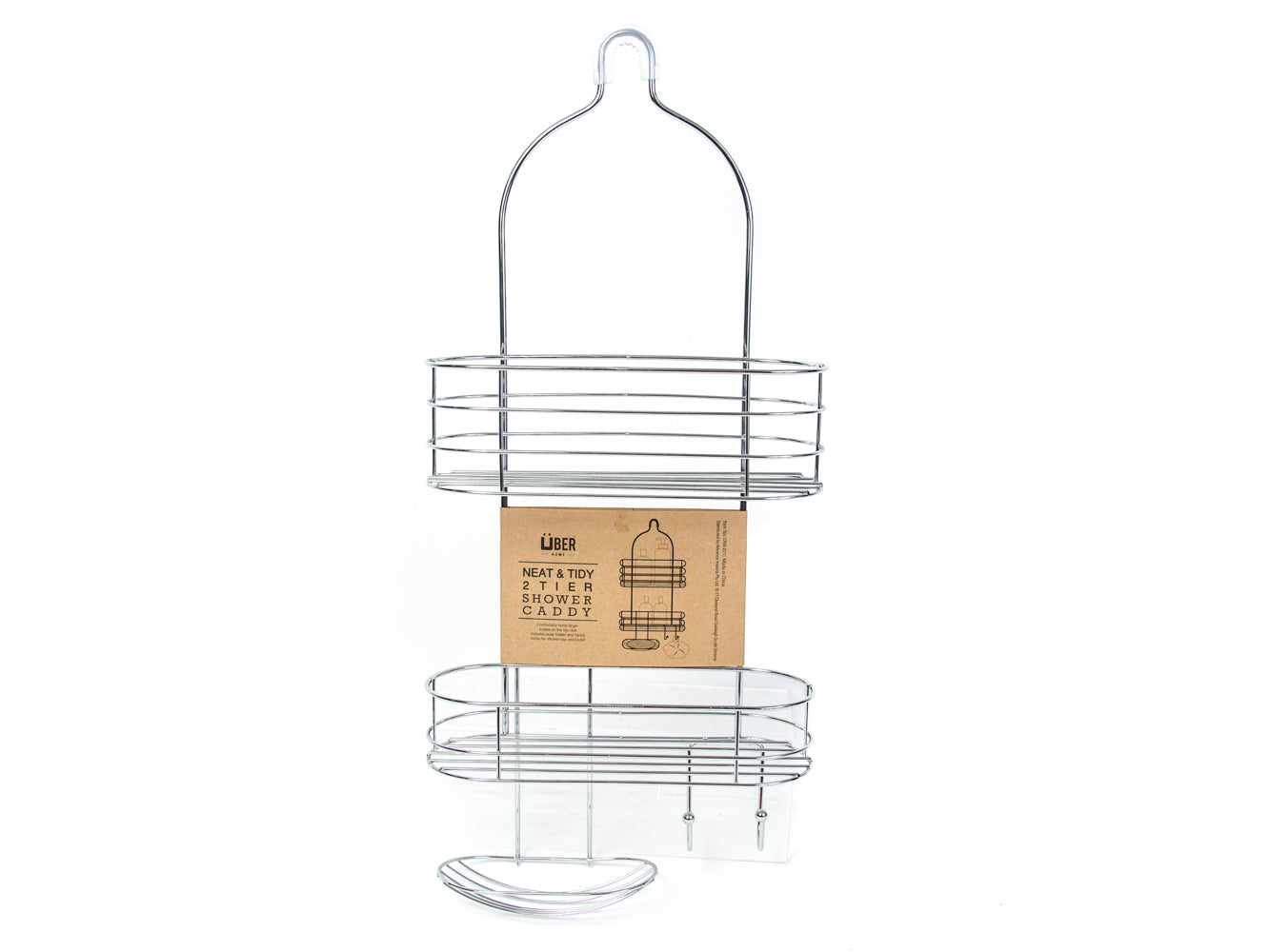 2 TIER SHOWER CADDY WITH HOOKS CRM021
