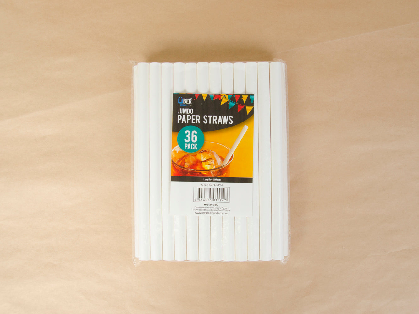 PACK OF 36 JUMBO PAPER STRAWS PAR1574
