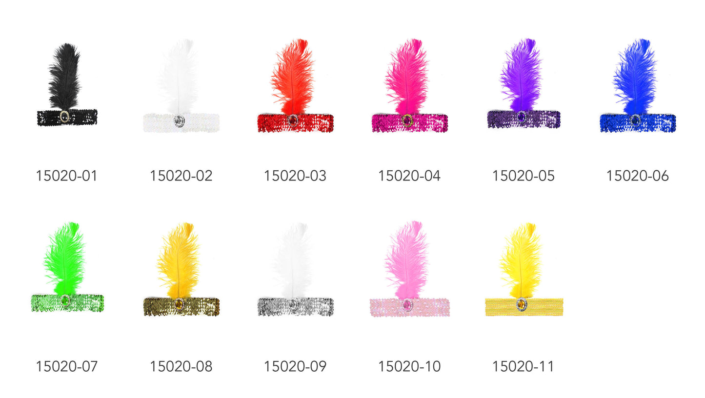 Sequin Flapper Headband (L) WHITE (15020-02)