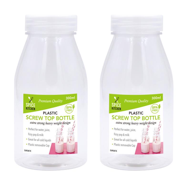 Plastic Milk Bottle with Screw Top Lid-300ML DUR3678