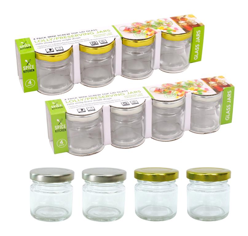 Mini Screw Top Glass Jars (60ML)-4PK DUR3880