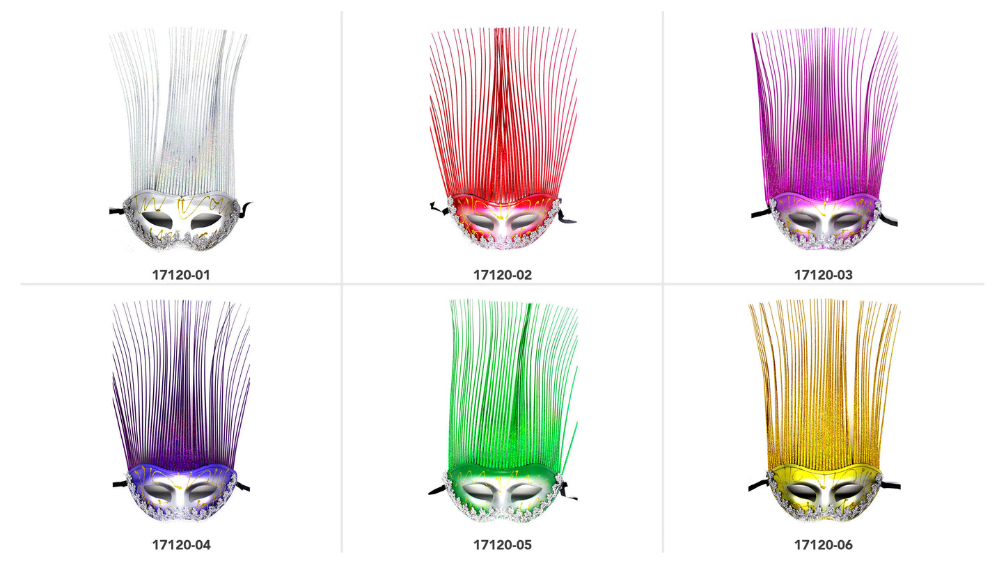 Shiny Metallic Mask with Long Metallic Fringe 17120