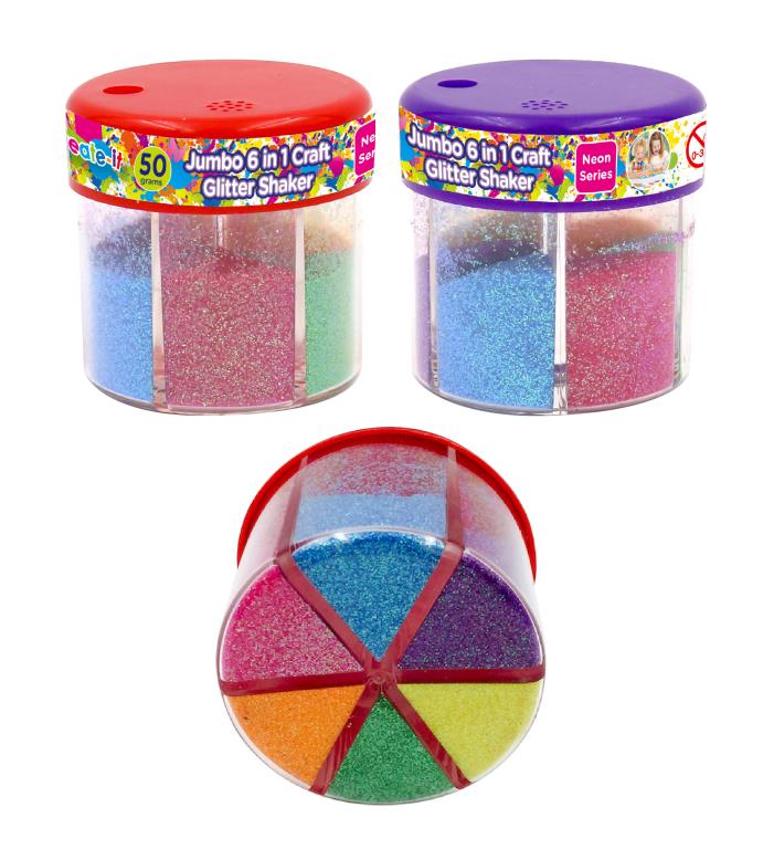 Jumbo 6 in 1 Craft Glitter Shaker-Neon Series DUR4094