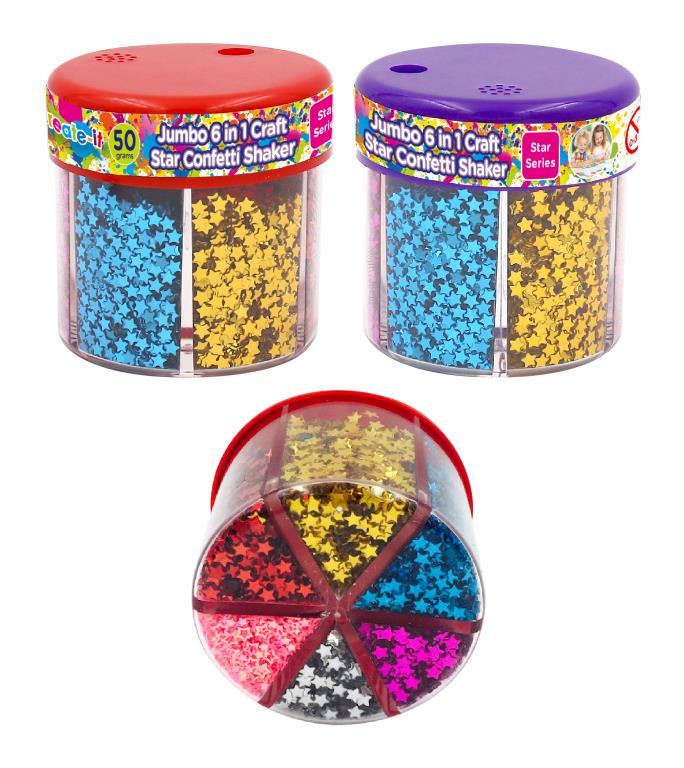 Jumbo 6 in 1 Craft Star Confetti Shaker-Star Series DUR4096