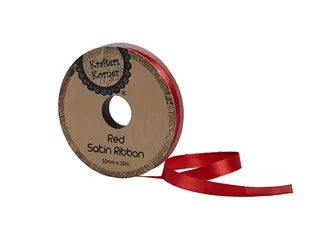 SATIN RED RIBBON 10MM X10M. CRAFT 250677