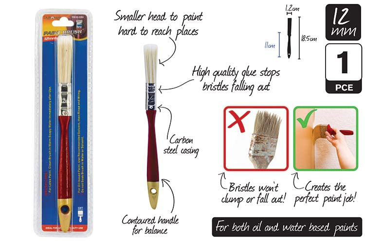 1pce Paint Brush-12mmW/18.5cmH. 20204