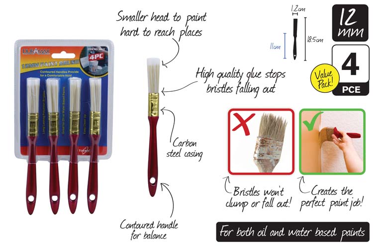 4pce Paint Brush Set-12mmW/18.5cmH 20677