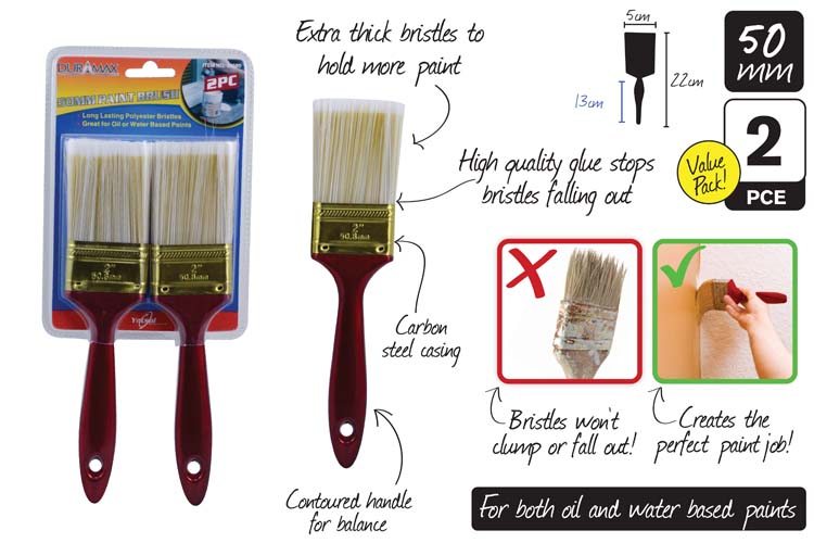 2pce Paint Brush Set-50mmW/22cmH 20680