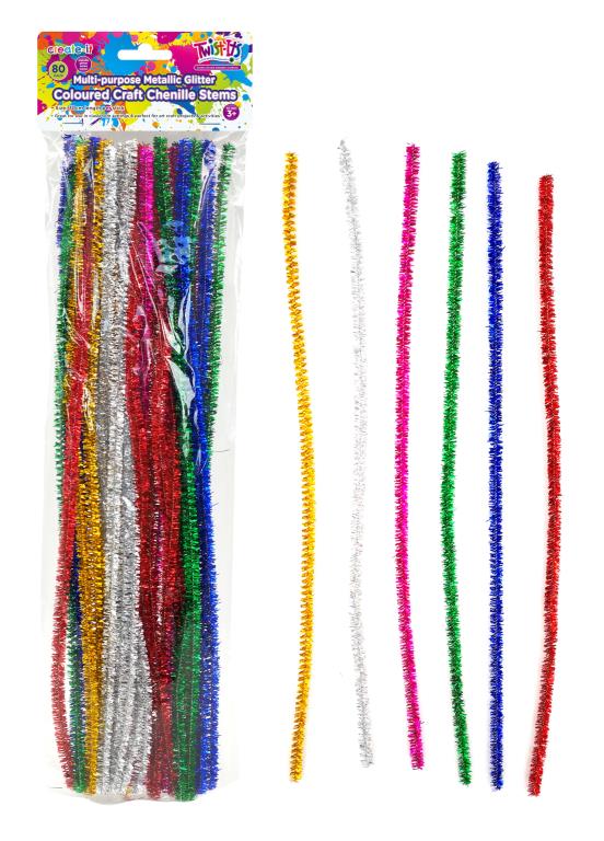Multi-Purpose Craft Chenille Stems-80PK (Metallic Glitter Series) DUR4370