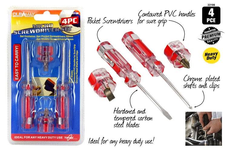 4pce Mini Screwdrivers- 2x(50mm)2x(12mm) 22186