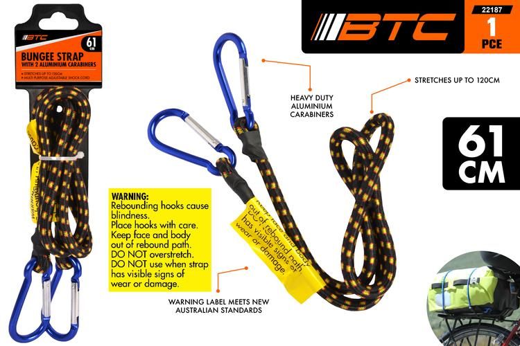 1pce Bungee Strap w/Carabiner Hook-61cmL 22187