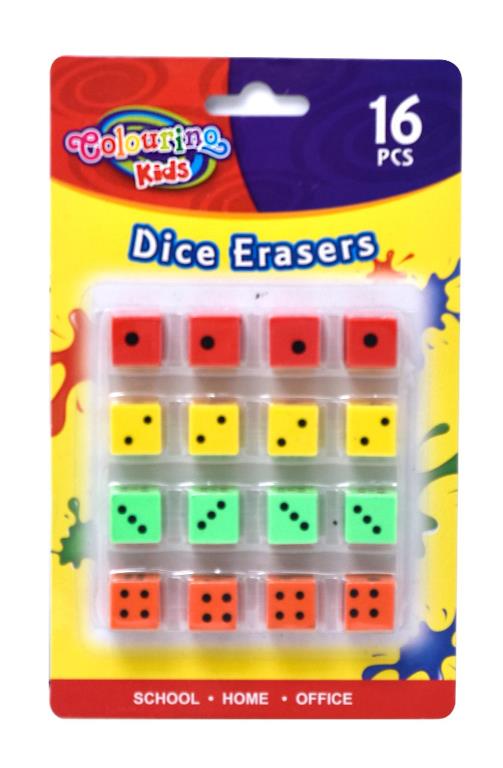 Novelty Dice Erasers-16PK DUR1120