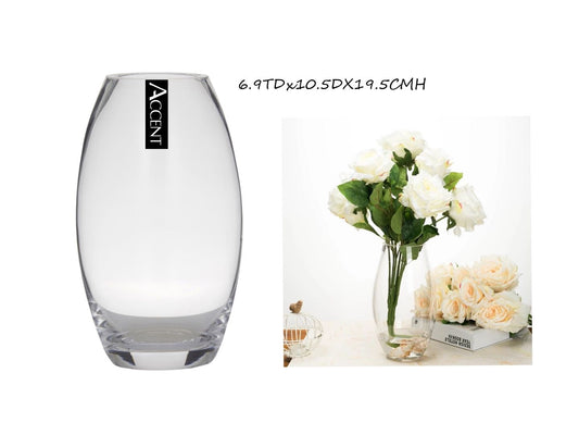 ROUND BELLY GLASS VASE 6.9TDx10.5DX19.5CMH. GVA30307