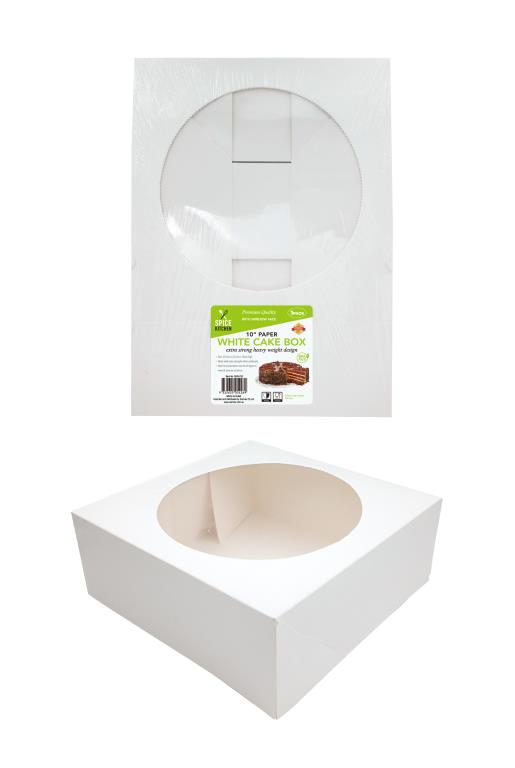 White Cardboard Cake Box With Window Face - 10" DUR4752