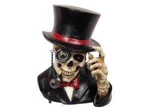 24CM STEAMPUNK SKULL GENT WITH MONOCLE. SKULSTGEN
