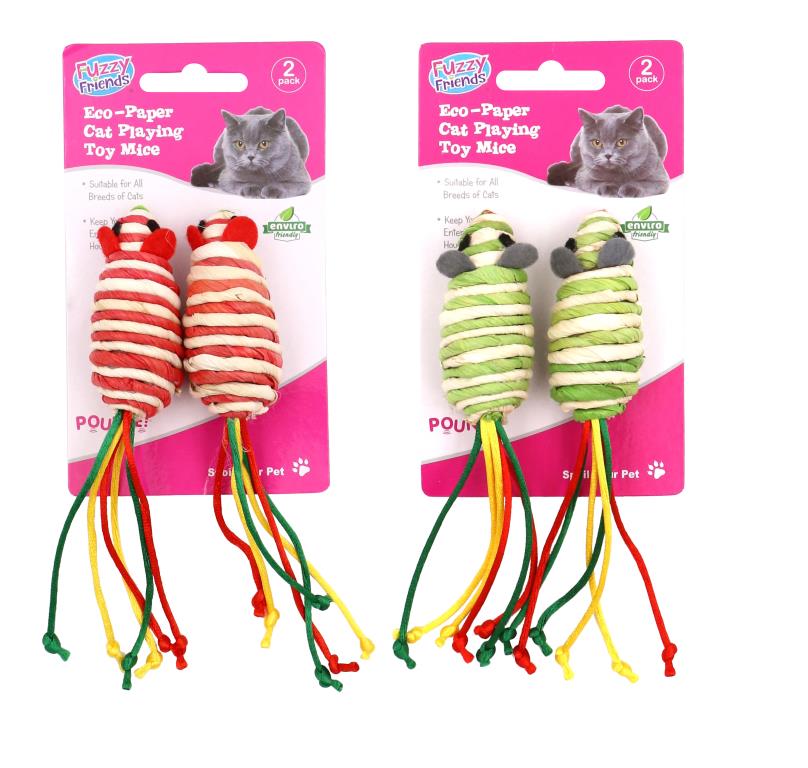 Cat Playing Eco-Paper Playing Mice -2PK DUR5125