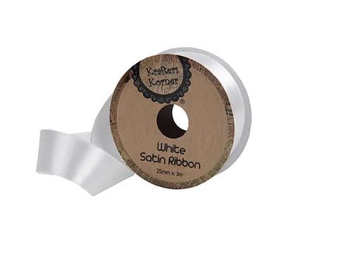 SATIN WHITE RIBBON 25MMX3M.CRAFT 250844