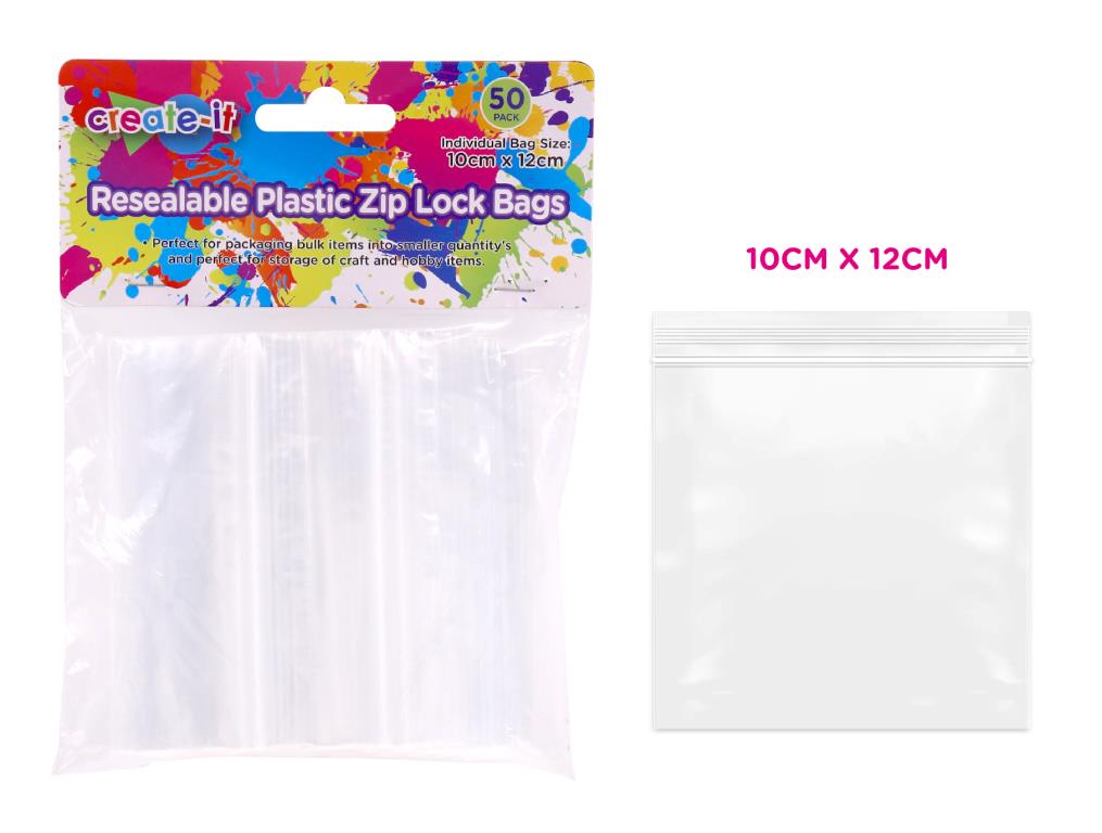Resealable Plastic Bags 10CM x 12CM-50PK DUR5474