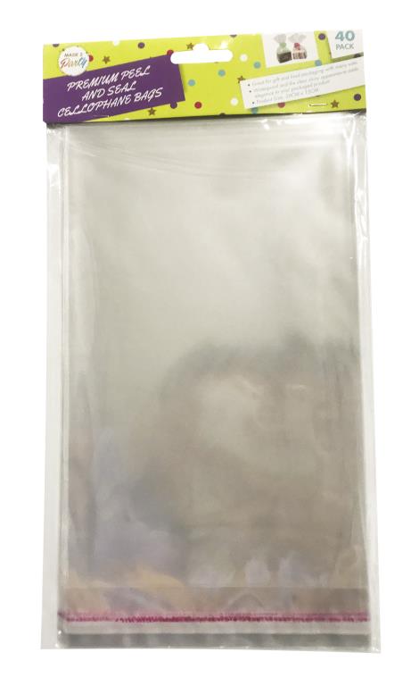 40PK Peal & Seal Cello Bags - 26CM x 15CM DUR1540