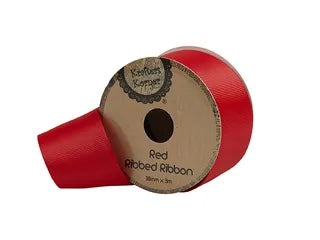 RIBBED RED RIBBON 38MMX3M.CRAFT 251735