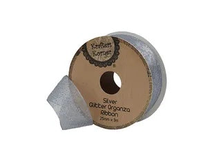GL ORGANZA RIBBON 25MM-SILVER .CRAFT 251841