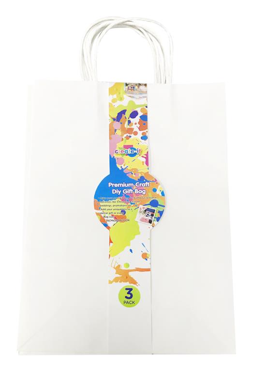 4PK White Craft DIY Gift Bags - 20CM x 15CM x 9CM DUR1787