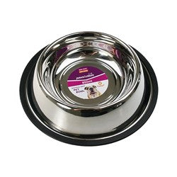 STAINLESS STEEL PET BOWL BLACK ANTI-SKID 850ML 42304