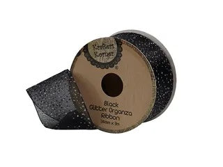 GL ORGANZA RIBBON 38MM-BLACK. CRAFT 251889