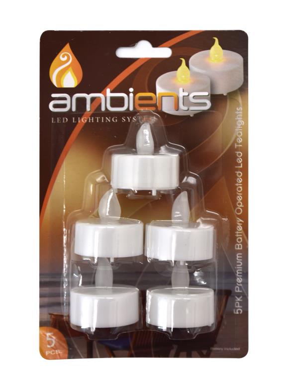 Battery Operated LED Tea Lights-5PK DUR2098