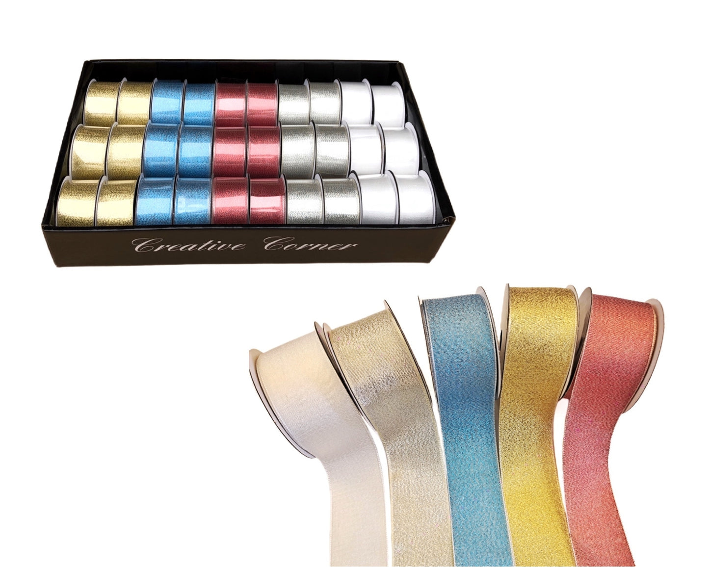 SHIMMER RIBBON 4CMX2M 5 COLOUR ASST. CRA30442
