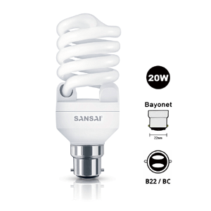 20W Warm White Spiral Energy Saving Globe GL-SP/20W-B22