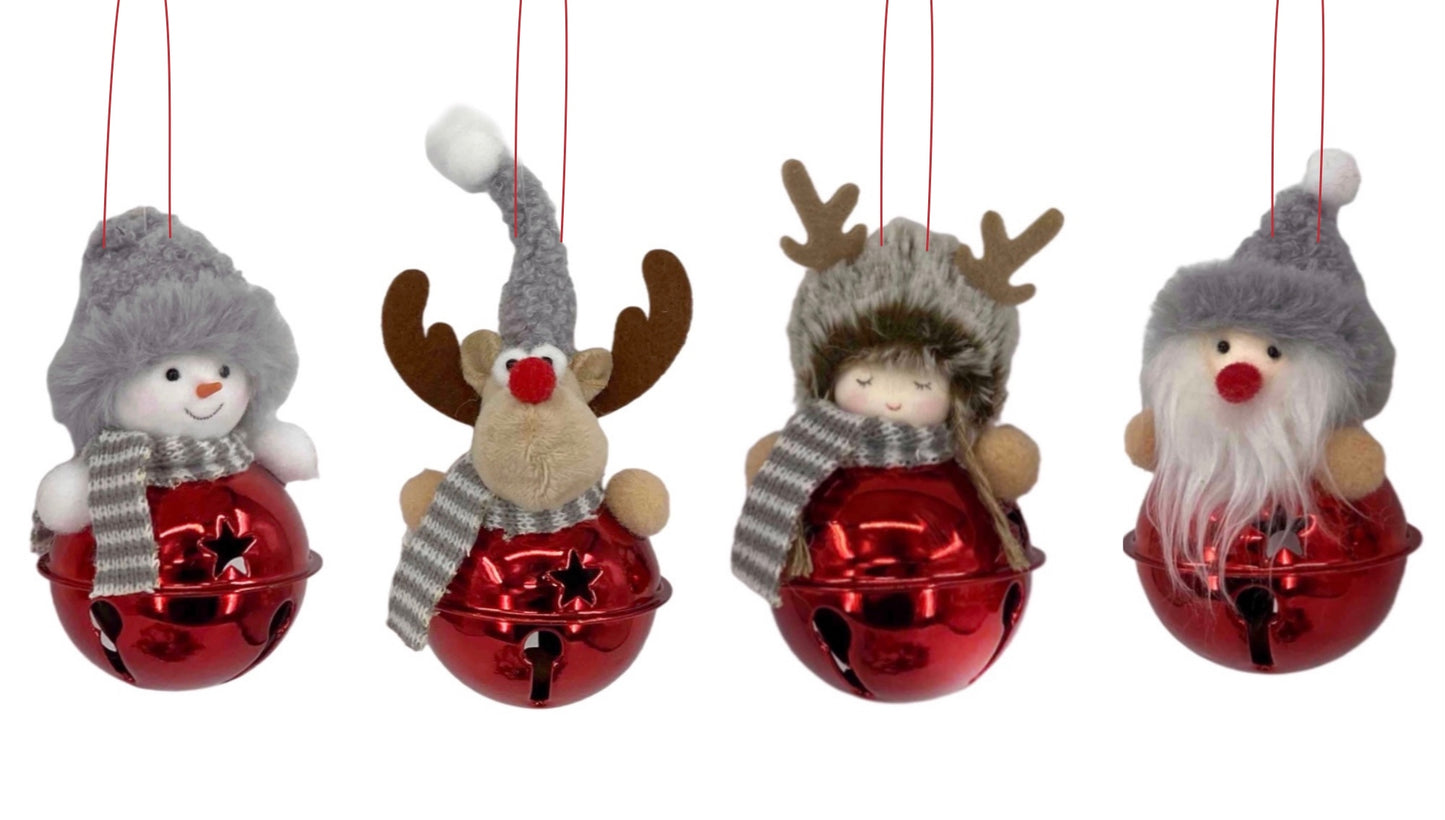 XMAS HANGING BELL DECO 14.5cm 4 ASST. XMS31225