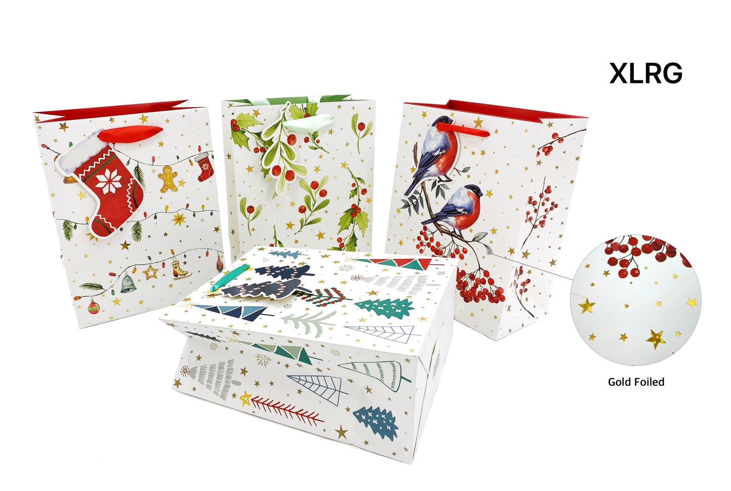 XMAS NATURE BAG XLRG 210gsm 31x42x12cm 4 ASST. XMS31442