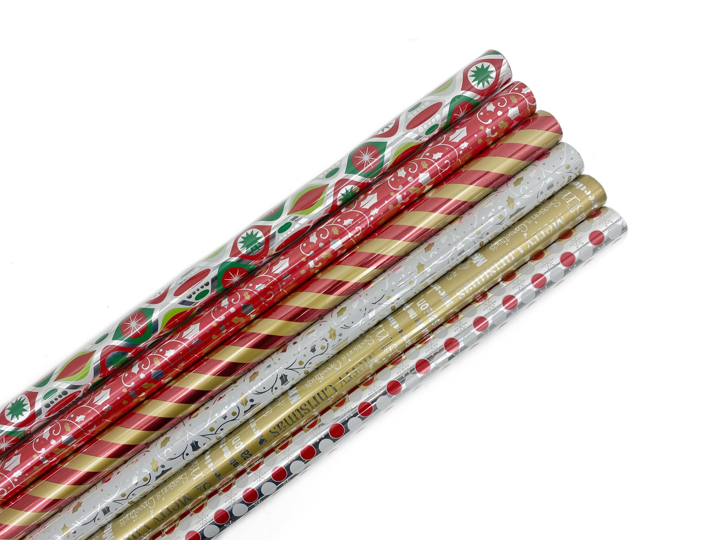 XMAS FOIL GIFT WRAP 70cm x 3m 6 ASST 3.8cm CORE. XMS31669