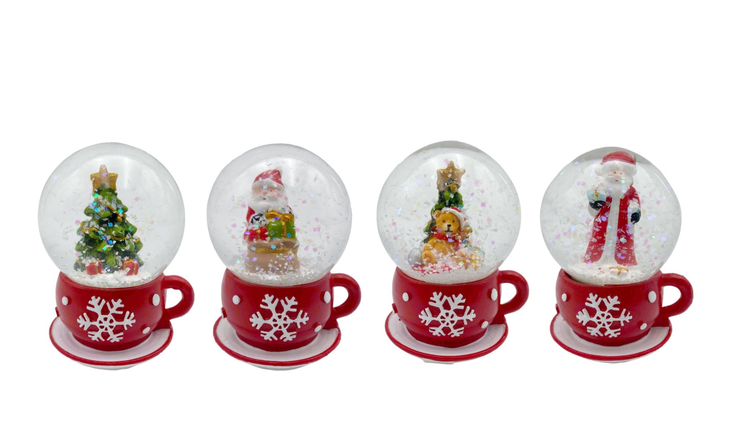 XMAS TEACUP SNOW GLOBE 5x4.5x7cm 4 ASST.XMS31169