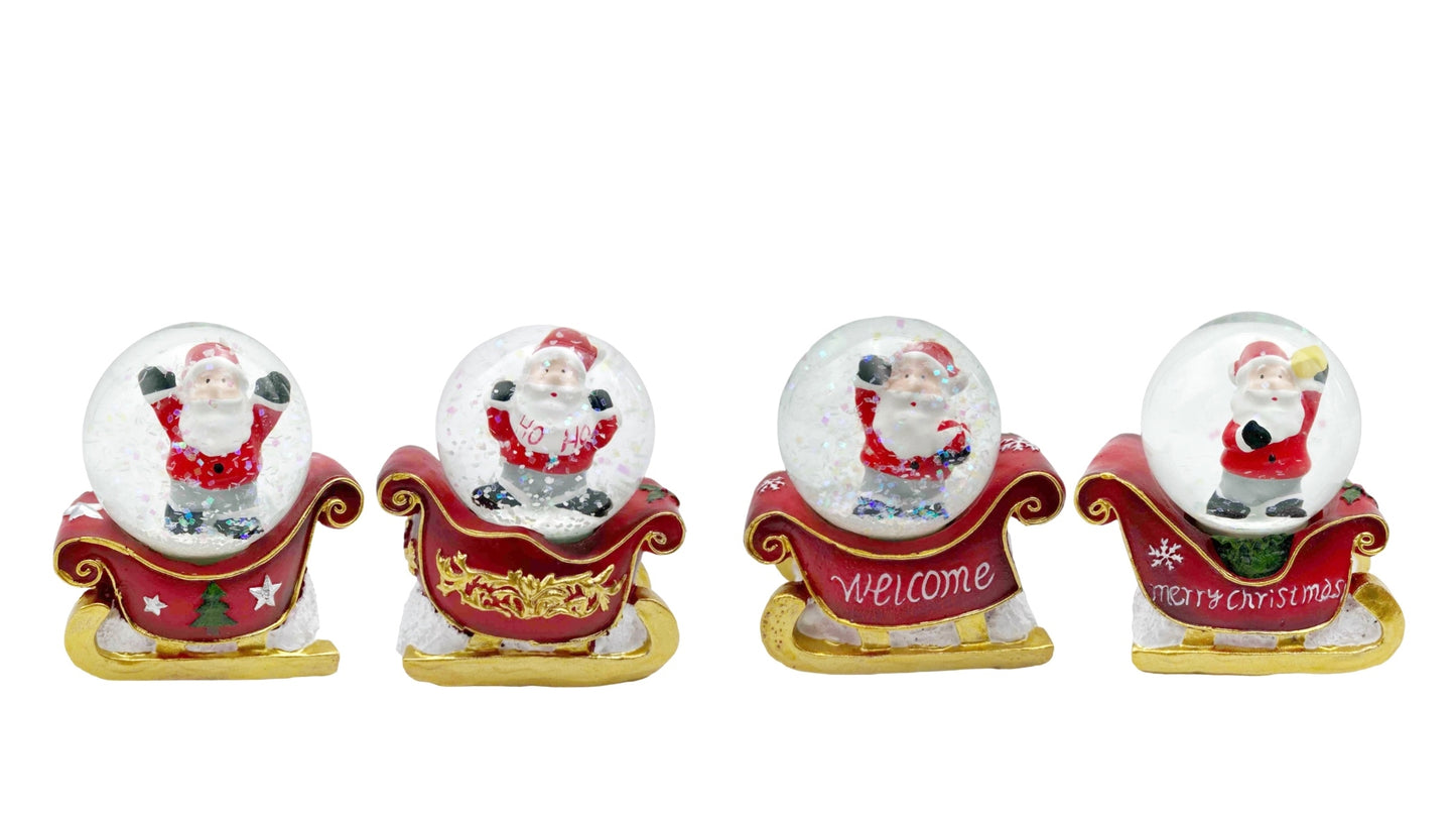 XMAS SANTA & SLEIGH SNOW GLOBE 6.5x4.5x6.5cm 4 ASST. XMS31172