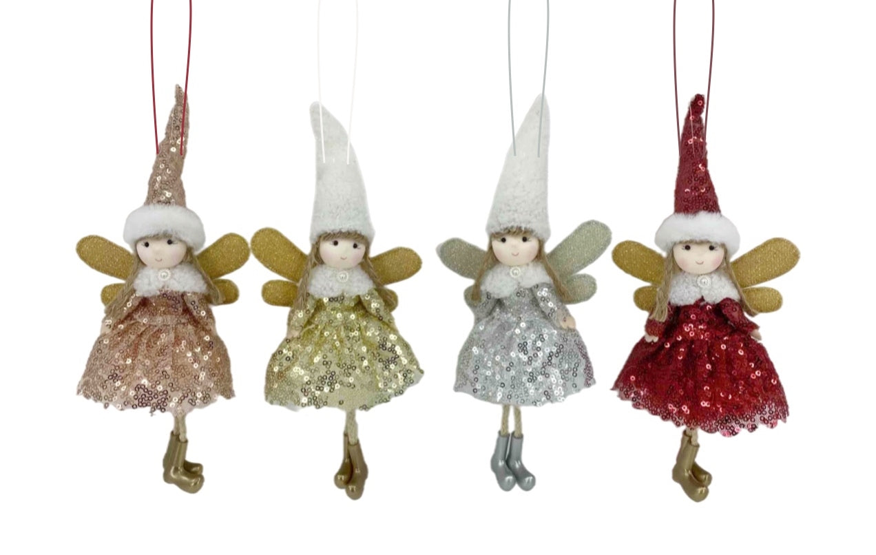 XMAS HANGING FAIRY DECO 25.5cm 4 ASST. XMS31211