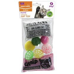 CAT ACTIVITY TOY WITH CATNIP 8 PACK 4 ASSTD 64566
