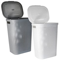 HUDSON LAUNDRY HAMPER W/LID 60LT 2 ASSTD 67680