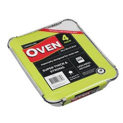 FOIL CONTAINER W/ LID 4PK 32X26X5.5CM .68823