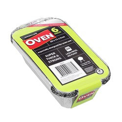 FOIL CONTAINER W/ LID 6PK 20X11X5CM SHELF READY PDQ 68885