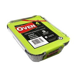 FOIL CONTAINER W/ LID 4PK 26.5X19.5X6.5CM SHELF READY PDQ 68908
