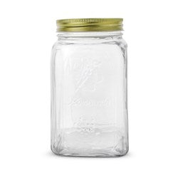 VINTAGE GLASS JAR GOLD LID 1LT 76255