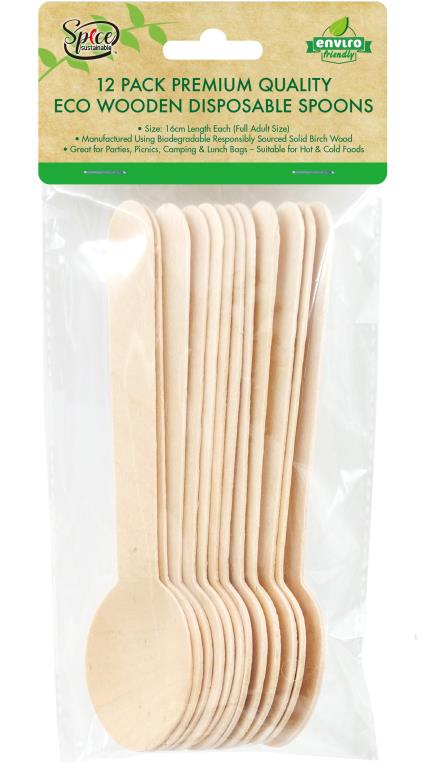 ECO Wooden Cutlery - Spoons-12PK DUR2814